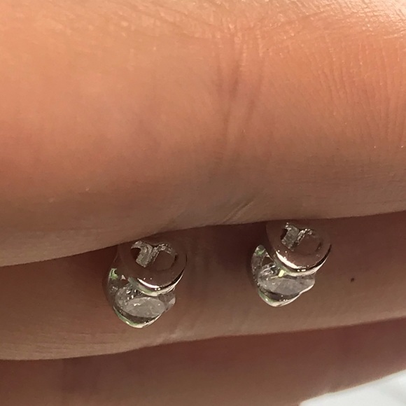 Sterling Silver 925 CZ Stud Earrings - Picture 6 of 7